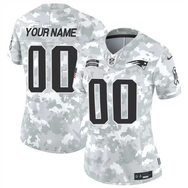 Women%27s New England Patriots Active Player Custom 2024 F.U.S.E Arctic Camo Salute To Service Limited Stitched Jersey(Run Small)